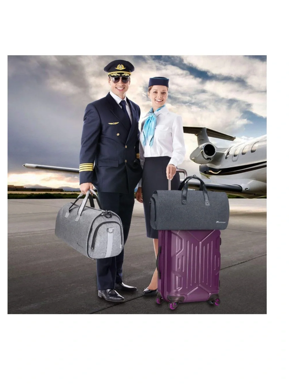 Convertible Garment Carry On Duffle Bag Shoulder Strap Hanging Suit Travel